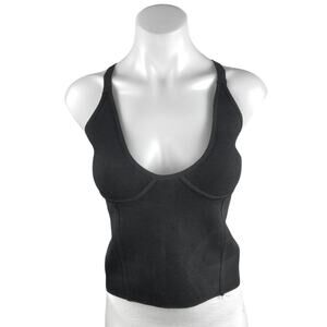 Zara Black Sleeveless Scoop Neck Cross Back Corset Bustier Cami Tank Top Size S